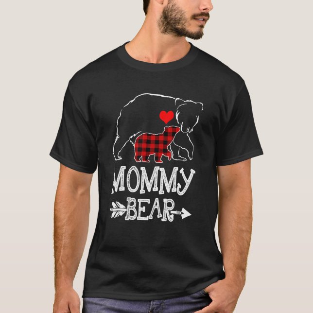 Mamma Bear Buffalo Play-julfamiljen Pajama T Shirt (Framsida)