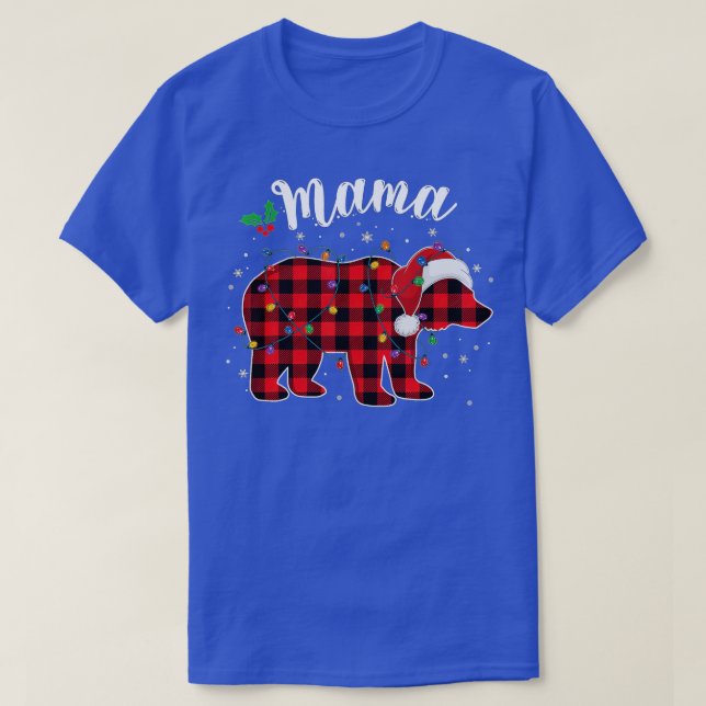 Mamma Bear Buffalo Red Plade Matching Family Jesus T Shirt (Design framsida)