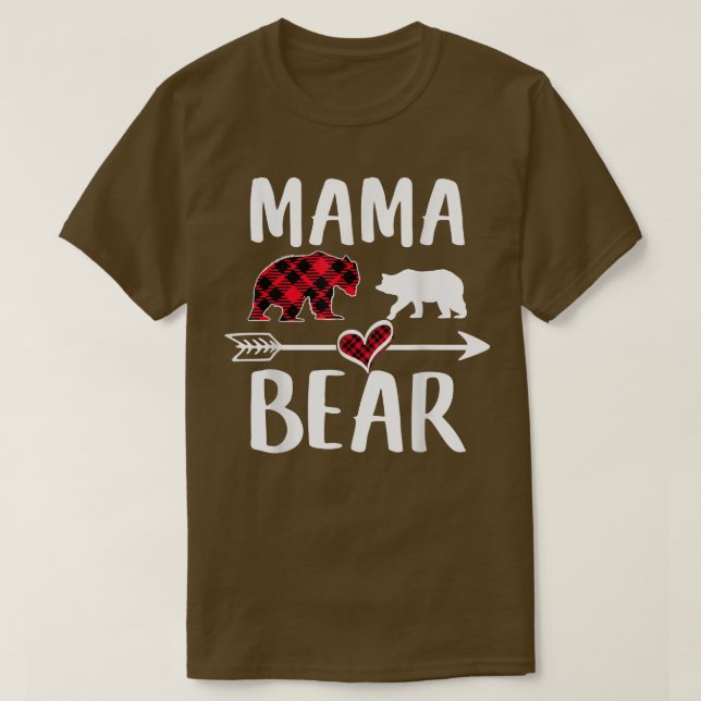 Mamma Bear Buffalo Red Play jul Pajama Famil T Shirt (Design framsida)