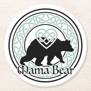 Mamma Bear Celtic Circle of Kärlek and Strength Underlägg Papper Rund