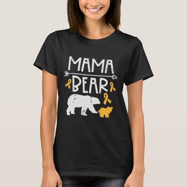 Mamma Bear Childature Cancer Ribbon Awareness Mamm T Shirt (Framsida)