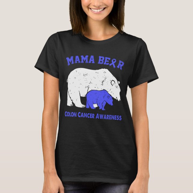 Mamma Bear COLON CANCER Awareness T Shirt (Framsida)
