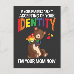 Mamma Bear Cuddle Relationship Rainbow Färg Vykort