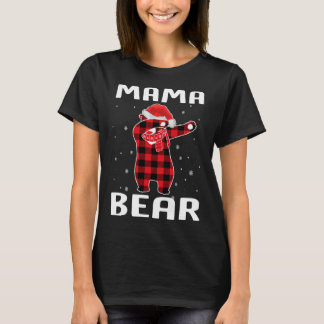 Mamma Bear Dabbing jul Pajama with Santa Hat T Shirt