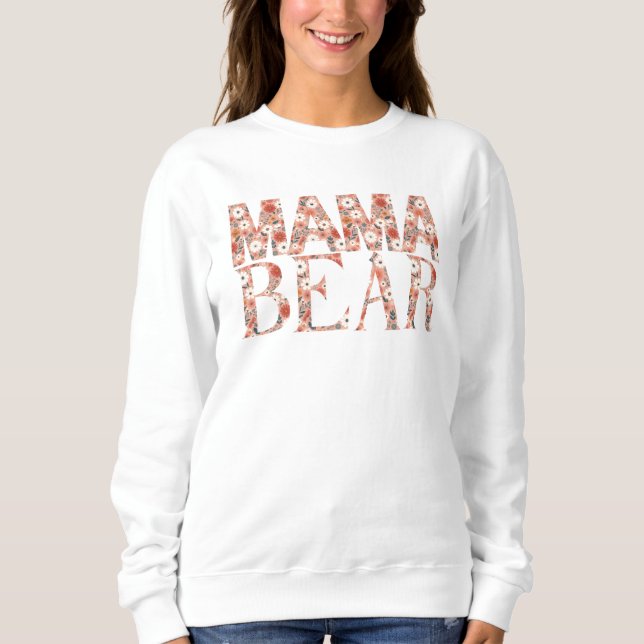 Mamma Bear Ditsy Blommigt Heartwarming Mönster T Shirt (Framsida)