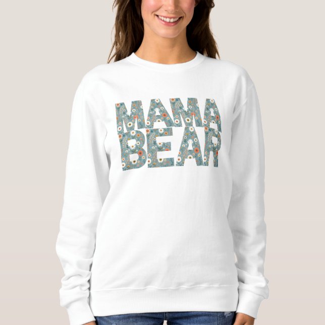 Mamma Bear Ditsy Blommigt Heartwarming Mönster T Shirt (Framsida)