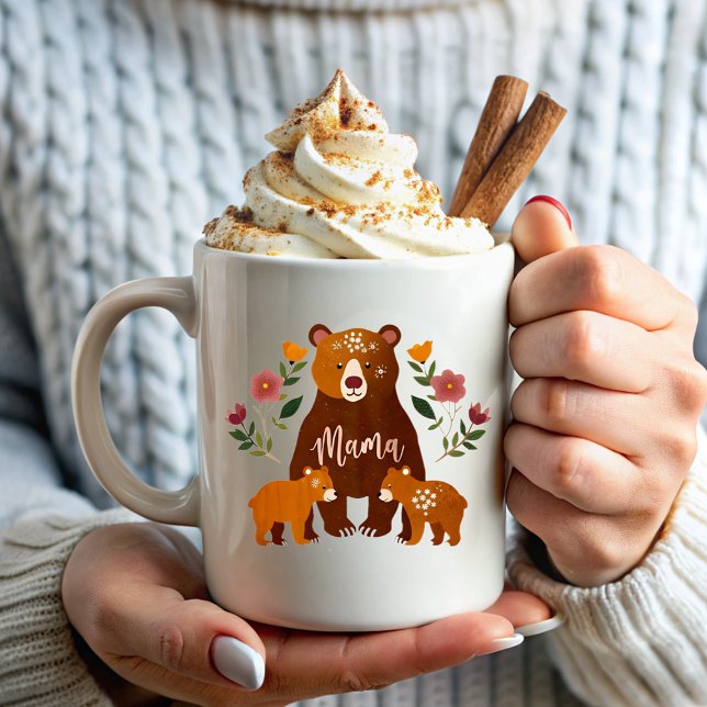 Mamma Bear Elegant Flowers Mamma Kaffemugg (Skapare uppladdad)