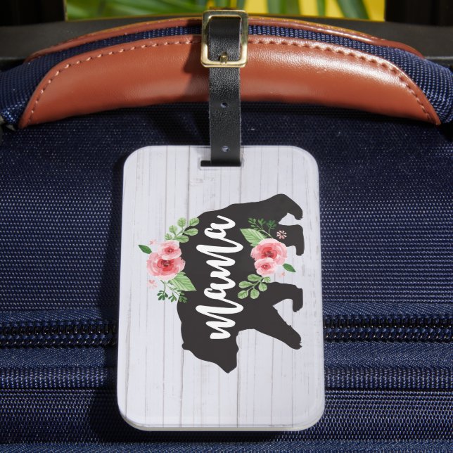 Mamma Bear Elegant Rustic Blommigt Flowers Mamma Bagagebricka (Framsida Insitu 2)