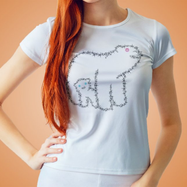Mamma Bear Flowers Line T-Shirt (Skapare uppladdad)