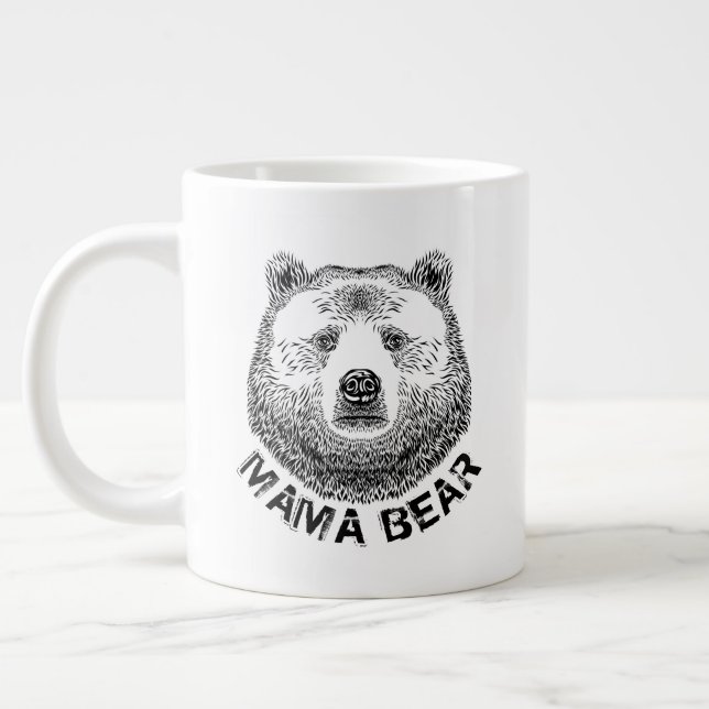Mamma Bear, Hand plockade Illustration Jumbo Mugg (Vänster)