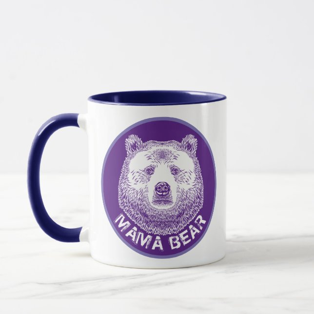Mamma Bear, Hand plockade Illustration Mugg (Vänster)