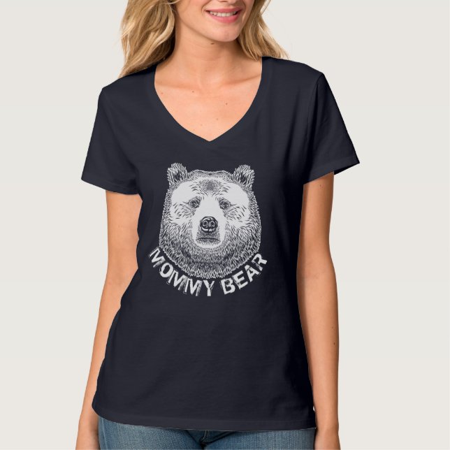 Mamma Bear, Hand plockade Illustration T Shirt (Framsida)