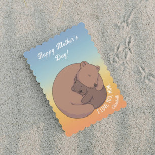 Mamma Bear Hugger Baby Bear Unge Mors dag Kort