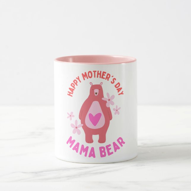 Mamma Bear Hugger Unge Mors dag Mugg (Center)