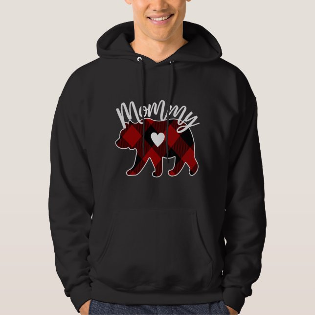 Mamma Bear jul Buffalo Play Red White och B Hoodie (Framsida)