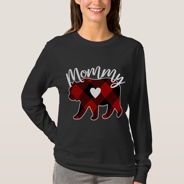 Mamma Bear jul Buffalo Play Red White och B T Shirt (Framsida)