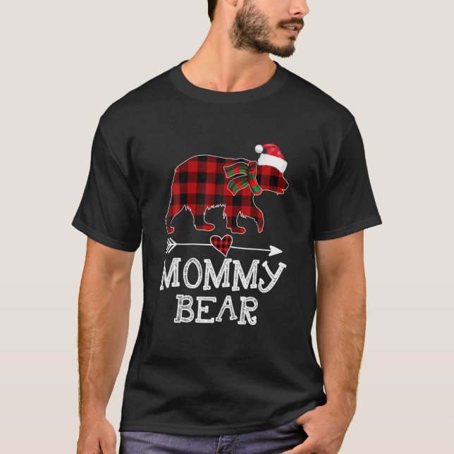 Mamma Bear jul jul Pajama Red Play Buffalo Fami T Shirt (Framsida)