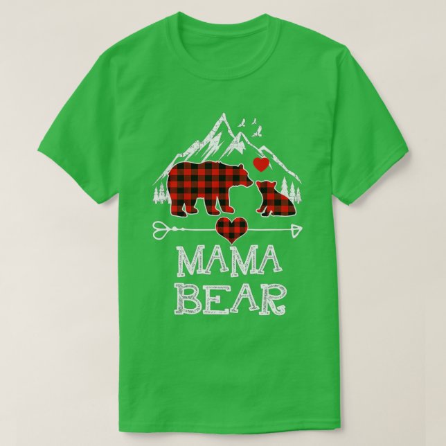 Mamma Bear jul jul Pajama Red Play Buffalo Famil T Shirt (Design framsida)