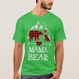 Mamma Bear jul jul Pajama Red Play Buffalo Famil T Shirt