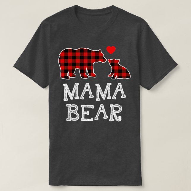 Mamma Bear jul jul Pajama Red Play Buffalo Famil T Shirt (Design framsida)