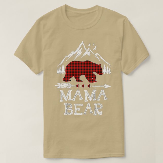 Mamma Bear jul jul Pajama Red Play Buffalo Famil T Shirt (Design framsida)