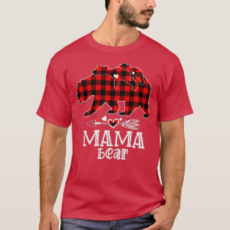 Mamma Bear jul jul Pajama Red Play Buffalo Famil T Shirt