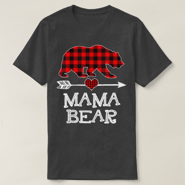 Mamma Bear jul jul Pajama Red Play Buffalo Famil T Shirt (Design framsida)
