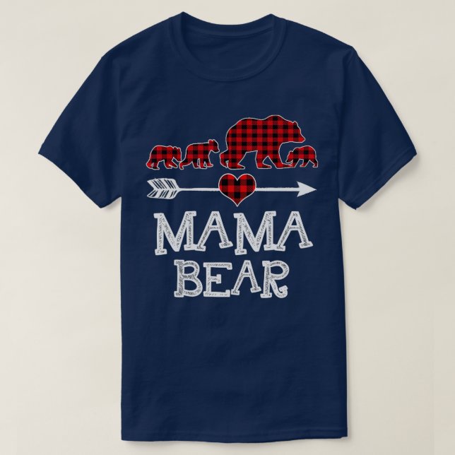 Mamma Bear jul jul Pajama Red Play Buffalo Famil T Shirt (Design framsida)