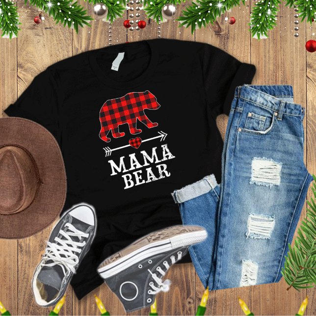 Mamma Bear jul jul Pajama Red Play Buffalo T Shirt (Skapare uppladdad)