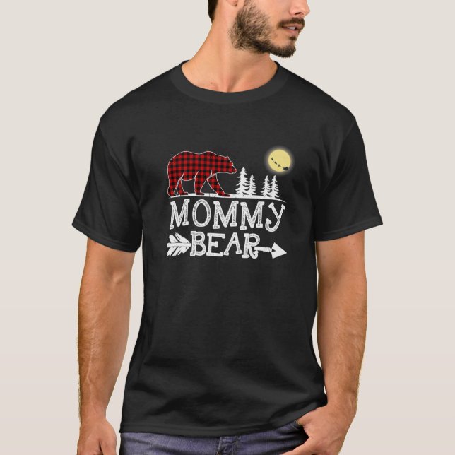 Mamma Bear jul jul Pajama Red Play Buffalo T Shirt (Framsida)