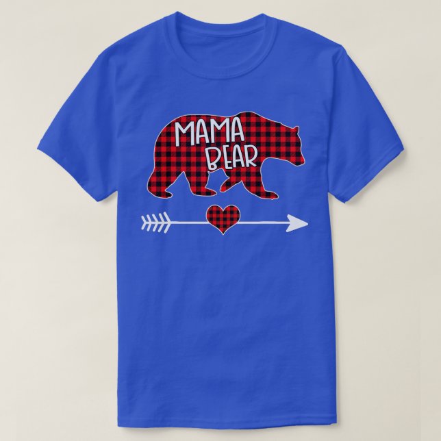 Mamma Bear jul Pajama Red Buffalo Play Famil T Shirt (Design framsida)