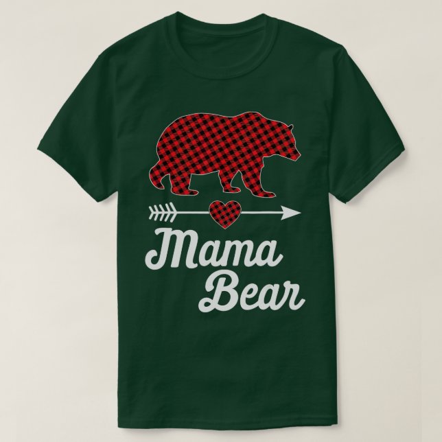 Mamma Bear jul Pajama Red Buffalo Play Famil T Shirt (Design framsida)