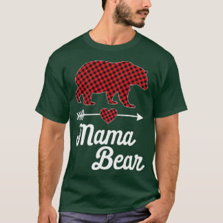 Mamma Bear jul Pajama Red Buffalo Play Famil T Shirt