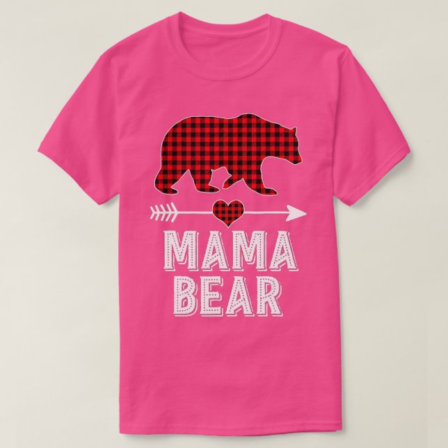 Mamma Bear jul Pajama Red Buffalo Play Famil T Shirt (Design framsida)