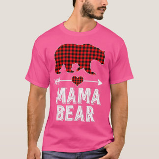 Mamma Bear jul Pajama Red Buffalo Play Famil T Shirt