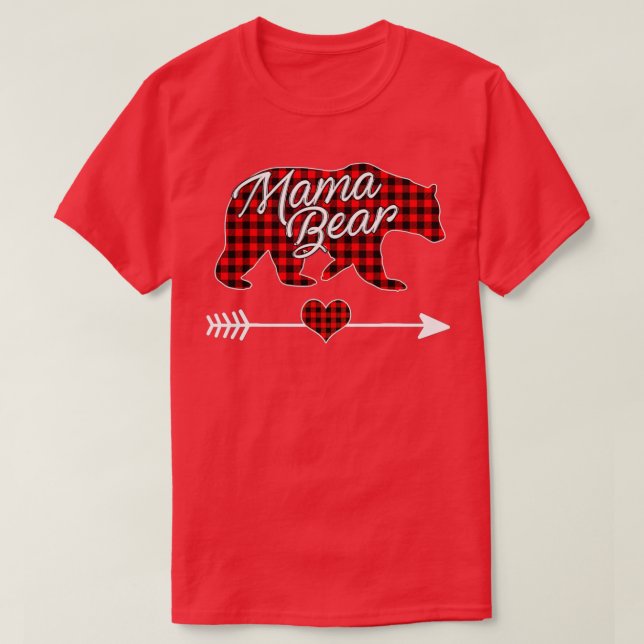 Mamma Bear jul Pajama Red Buffalo Play Famil T Shirt (Design framsida)