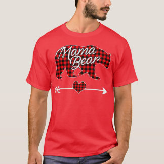 Mamma Bear jul Pajama Red Buffalo Play Famil T Shirt