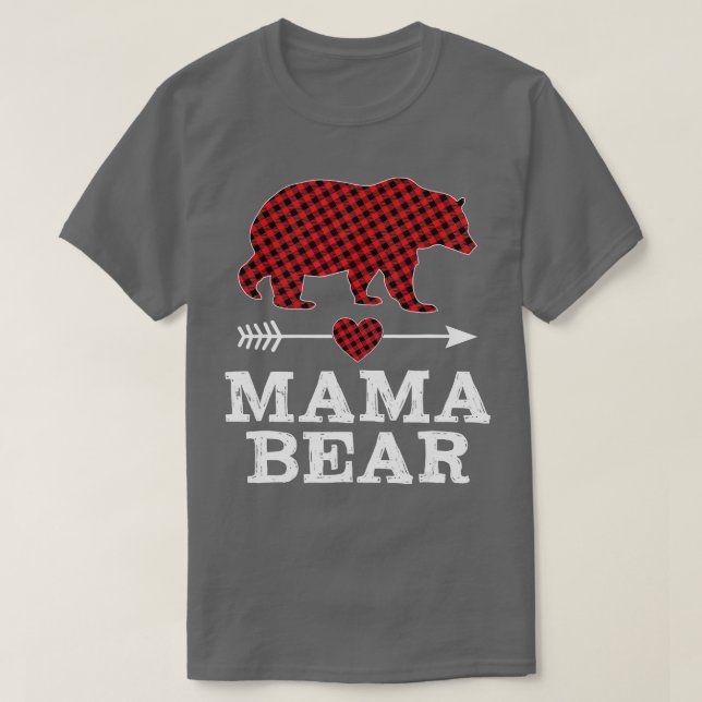 Mamma Bear jul Pajama Red Buffalo Play Famil T Shirt (Design framsida)