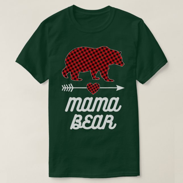 Mamma Bear jul Pajama Red Buffalo Play Famil T Shirt (Design framsida)