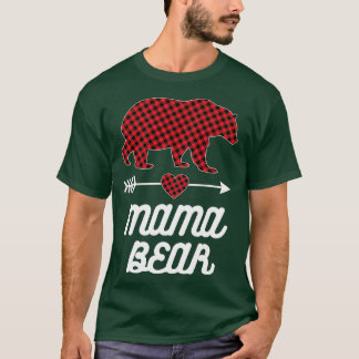 Mamma Bear jul Pajama Red Buffalo Play Famil T Shirt