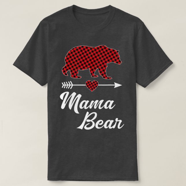 Mamma Bear jul Pajama Red Buffalo Play Famil T Shirt (Design framsida)