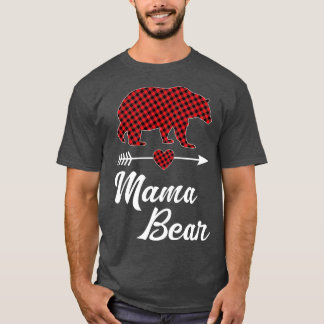 Mamma Bear jul Pajama Red Buffalo Play Famil T Shirt