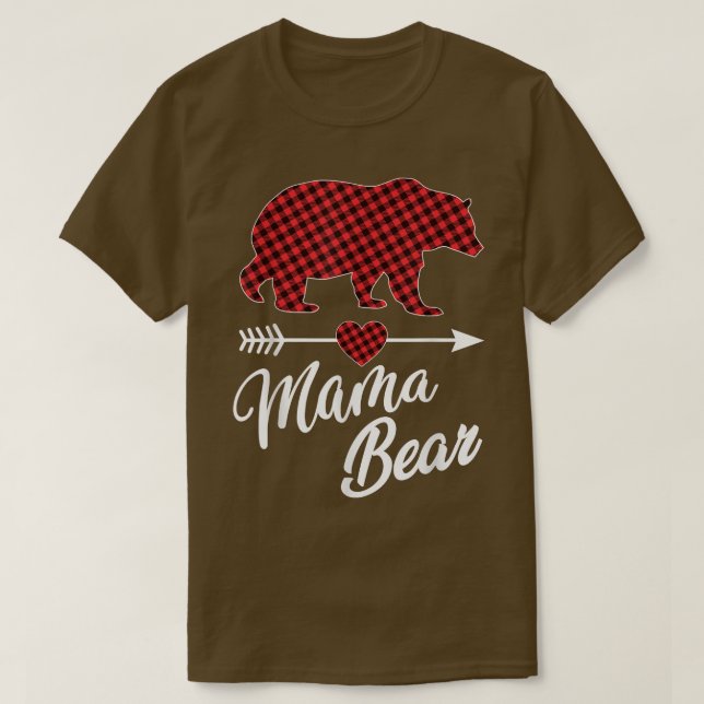 Mamma Bear jul Pajama Red Buffalo Play Famil T Shirt (Design framsida)