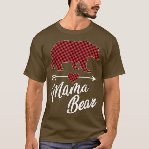 Mamma Bear jul Pajama Red Buffalo Play Famil T Shirt