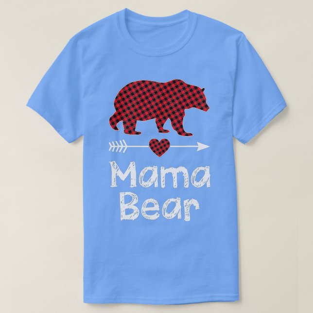 Mamma Bear jul Pajama Red Buffalo Play Famil T Shirt (Design framsida)