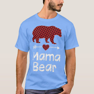 Mamma Bear jul Pajama Red Buffalo Play Famil T Shirt