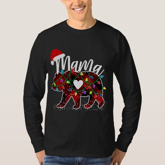 Mamma Bear jul Red Buffalo Play med Santa H T Shirt (Framsida)