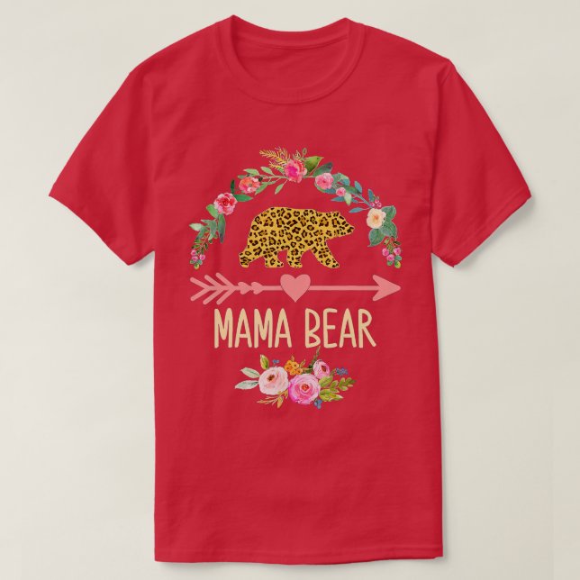 Mamma Bear Julafton Familj Jul Pajama Leopard Mamm T Shirt (Design framsida)