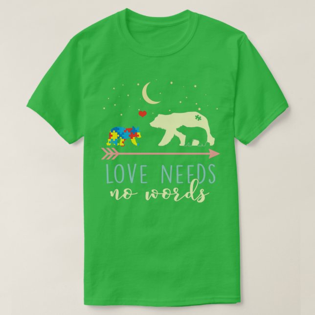 Mamma Bear Kärlek behöver ingen Ord Pul T Shirt (Design framsida)