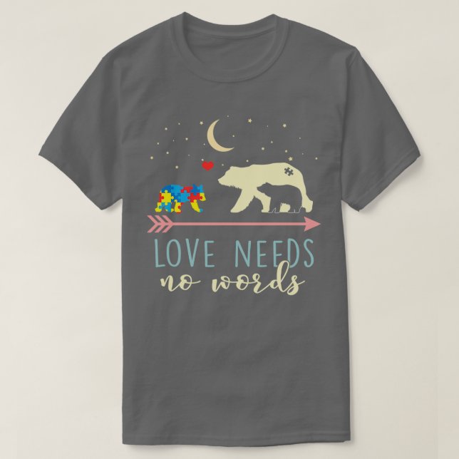 Mamma Bear Kärlek behöver ingen Ord Pul T Shirt (Design framsida)